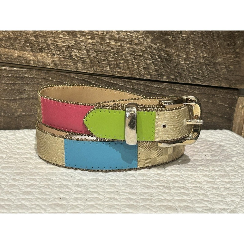 Elite Accessories Leather Belt M Patchwork 2516 VTG 80s